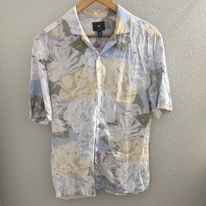 H&M Men's Casual Floral Shirt - Blue, Green, Cream